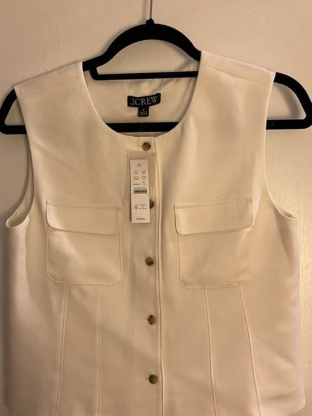 J.Crew Ivory Button-Front Vest Size 8